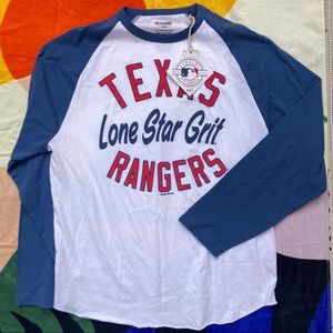 TEXAS RANGERS MLB MAJOR LEAGUE BASEBALL RINGER TEE